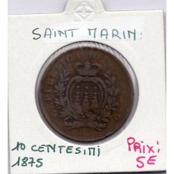 Saint Marin 10 centesimi 1875 TB, KM 2 pièce de monnaie