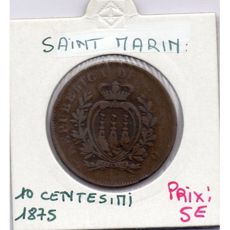 Saint Marin 10 centesimi 1875 TB, KM 2 pièce de monnaie