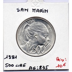 Saint Marin 500 lire 1981 Sup, KM 126 pièce de monnaie