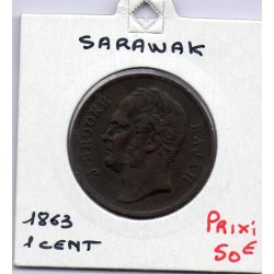 Sarawak 1 cent 1863 TTB, KM 3 pièce de monnaie