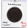 Sarawak 1 cent 1863 TTB, KM 3 pièce de monnaie