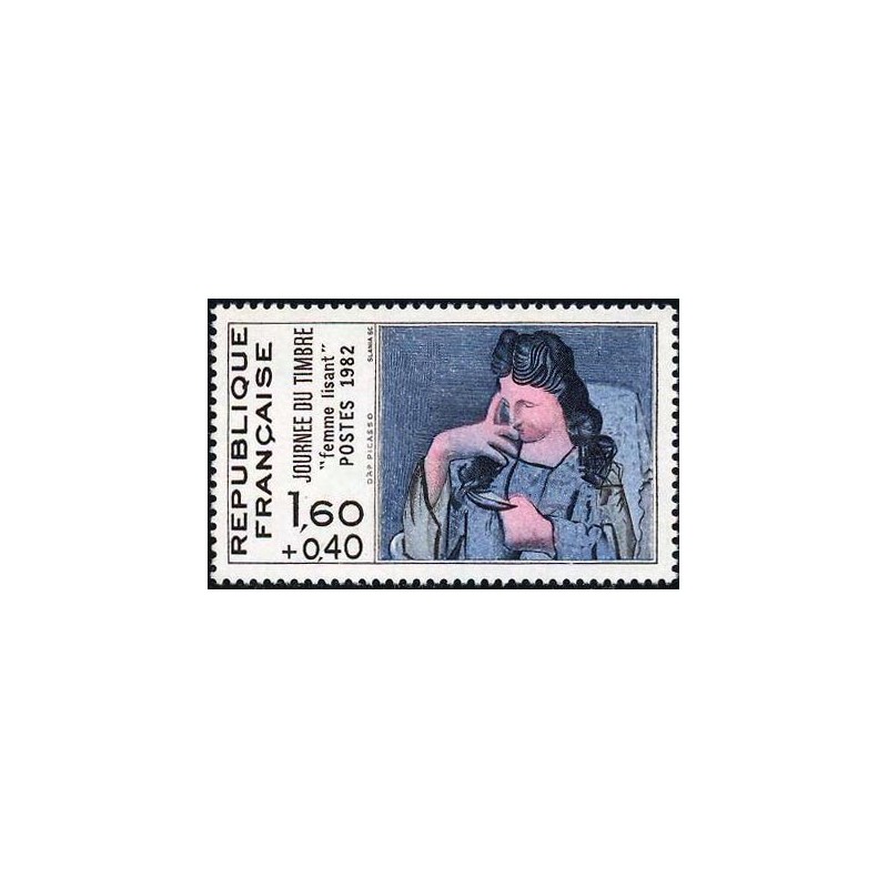 Timbre Yvert No 2205 journée du timbre, Femme lisant de Pablo Picasso
