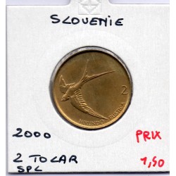 Slovénie 2 Tolarja 2000 Spl, KM 5 pièce de monnaie