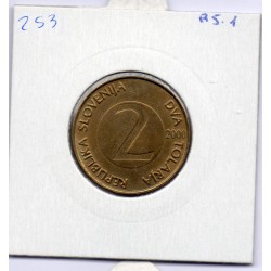 Slovénie 2 Tolarja 2000 Spl, KM 5 pièce de monnaie