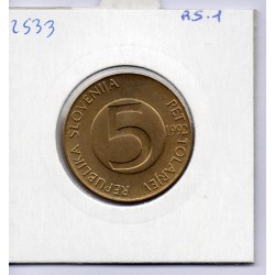 Slovénie 5 Tolarjev 1992 Spl, KM 6 pièce de monnaie