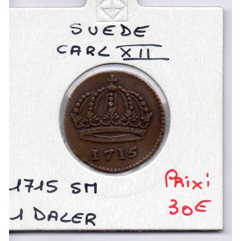 Suède 1 daler 1715 SM TTB, KM 352 pièce de monnaie