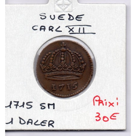 Suède 1 daler 1715 SM TTB, KM 352 pièce de monnaie