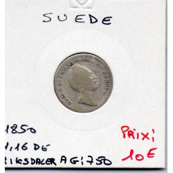 Suède 1/16 Riksdaler 1850 B, KM 665 pièce de monnaie