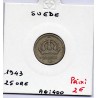 Suède 25 Ore 1943 TTB, KM 816 pièce de monnaie