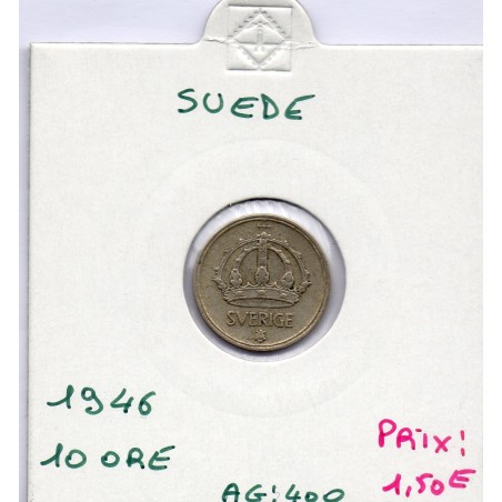 Suède 10 Ore 1946 Sup, KM 816 pièce de monnaie