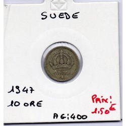 Suède 10 Ore 1947 TTB, KM 813 pièce de monnaie