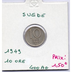 Suède 10 Ore 1949 Sup, KM 813 pièce de monnaie
