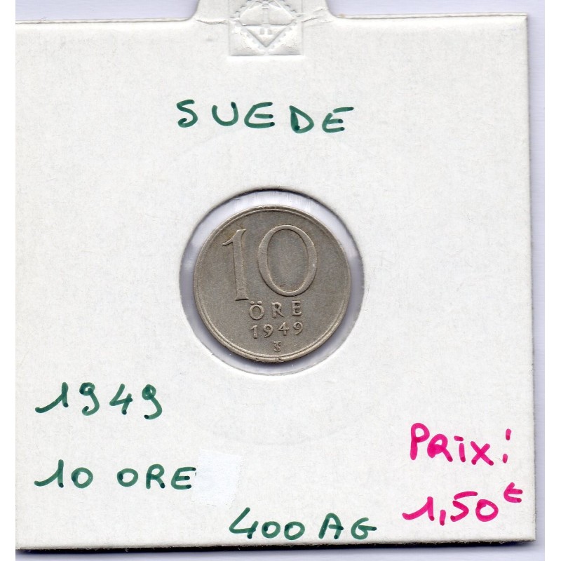 Suède 10 Ore 1949 Sup, KM 813 pièce de monnaie