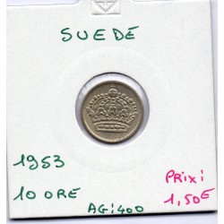 Suède 10 Ore 1953 Sup, KM 823 pièce de monnaie