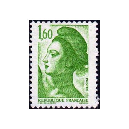 Timbre Yvert No 2219 Type marianne Liberté 1.60f vert