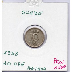 Suède 10 Ore 1958 TTB, KM 823 pièce de monnaie