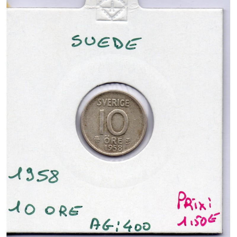 Suède 10 Ore 1958 TTB, KM 823 pièce de monnaie