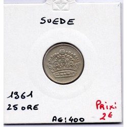 Suède 25 Ore 1961 Sup, KM 824 pièce de monnaie