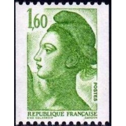 Timbre Yvert No 2222 Type marianne Liberté 1.60f vert de roulette