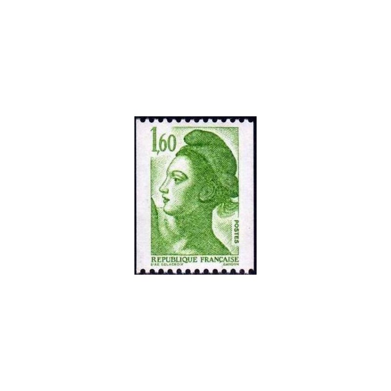 Timbre Yvert No 2222 Type marianne Liberté 1.60f vert de roulette