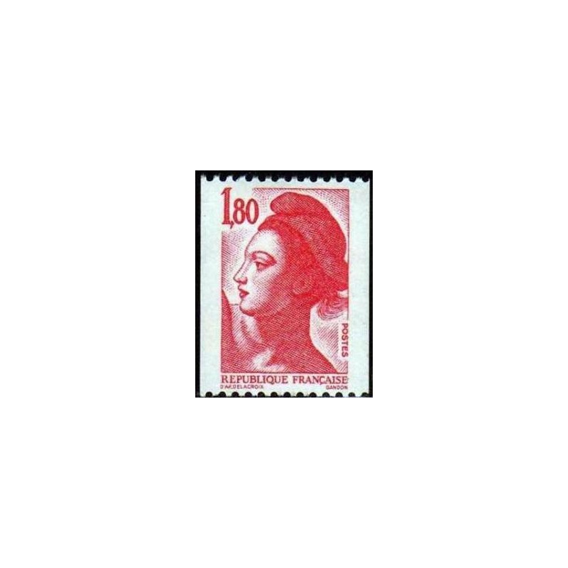 Timbre Yvert No 2223 Type marianne Liberté 1.80f rouge de roulette