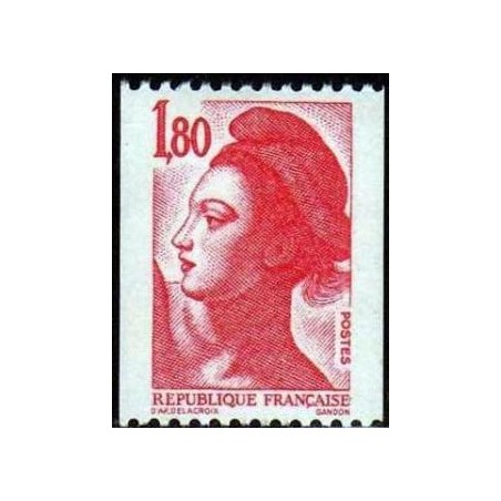 Timbre Yvert No 2223 Type marianne Liberté 1.80f rouge de roulette