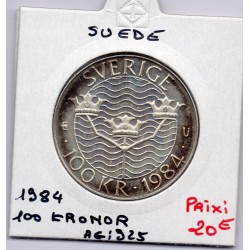 Suède 100 kronor 1984 Sup, KM 863 pièce de monnaie