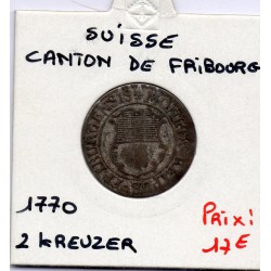 Suisse Canton Fribourg 2 kreuzer 1770 TB, KM 47 pièce de monnaie