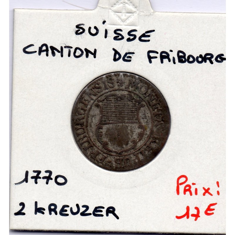 Suisse Canton Fribourg 2 kreuzer 1770 TB, KM 47 pièce de monnaie