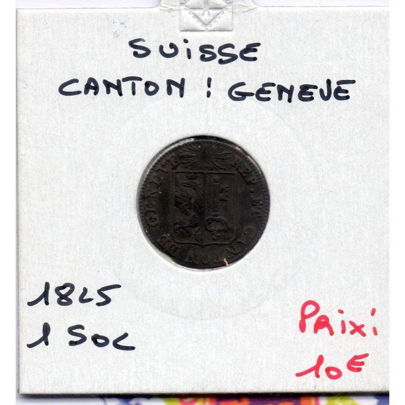 Suisse Canton Genève 1 Sol 1825 TTB, KM 120 pièce de monnaie
