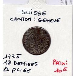 Suisse Canton Genève 18 deniers ou 6 quarts 1775 TTB, KM 67 pièce de monnaie