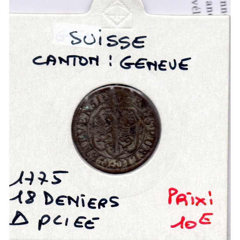 Suisse Canton Genève 18 deniers ou 6 quarts 1775 TTB, KM 67 pièce de monnaie