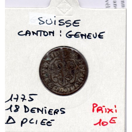 Suisse Canton Genève 18 deniers ou 6 quarts 1775 TTB, KM 67 pièce de monnaie