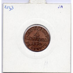 Suisse Canton Genève 4 centimes 1839 TTB, KM 127 pièce de monnaie