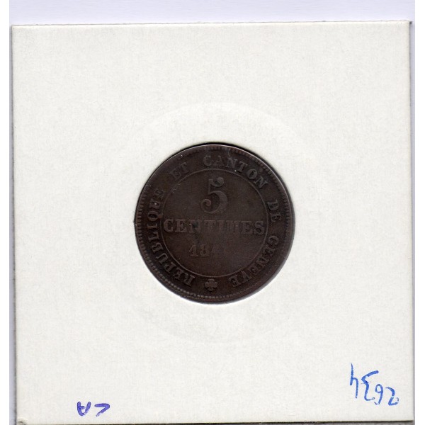 Suisse Canton Genève 5 centimes 1847 TTB, KM 133 pièce de monnaie