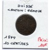 Suisse Canton Genève 10 centimes 1844 TB, KM 128 pièce de monnaie