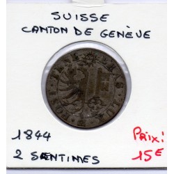 Suisse Canton Genève 25 centimes 1844 TB, KM 129 pièce de monnaie