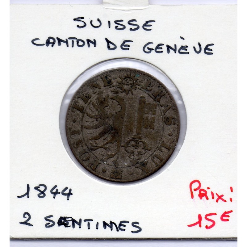 Suisse Canton Genève 25 centimes 1844 TB, KM 129 pièce de monnaie
