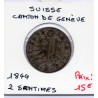 Suisse Canton Genève 25 centimes 1844 TB, KM 129 pièce de monnaie