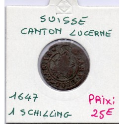 Suisse Canton Lucerne 1 schilling 1647 TB-, KM 25 pièce de monnaie