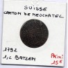 Suisse Canton Neuchatel 1/2 Batzen 1792 TTB, KM 47 pièce de monnaie