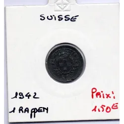 Suisse 1 rappen 1942 TTB, KM 3a pièce de monnaie