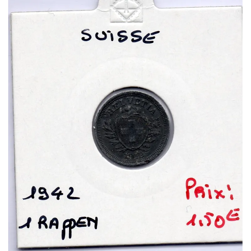 Suisse 1 rappen 1942 TTB, KM 3a pièce de monnaie Suisse 1 rappen 1942 TTB, KM 3a pièce de monnaie