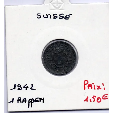 Suisse 1 rappen 1942 TTB, KM 3a pièce de monnaie