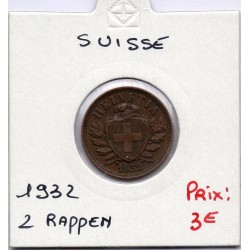 Suisse 2 rappen 1932 TTB, KM 4.2a pièce de monnaie