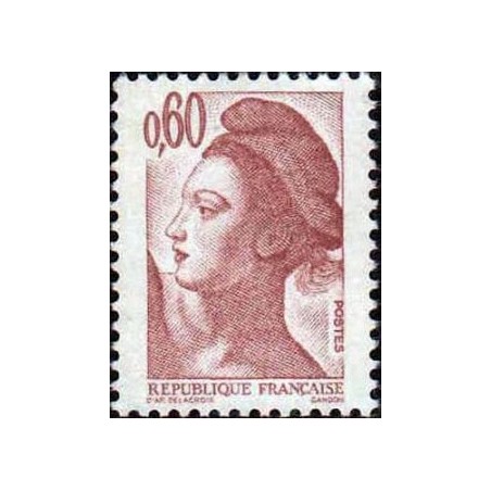 Timbre Yvert No 2239 Type Mariane liberté, 60ct brun rose