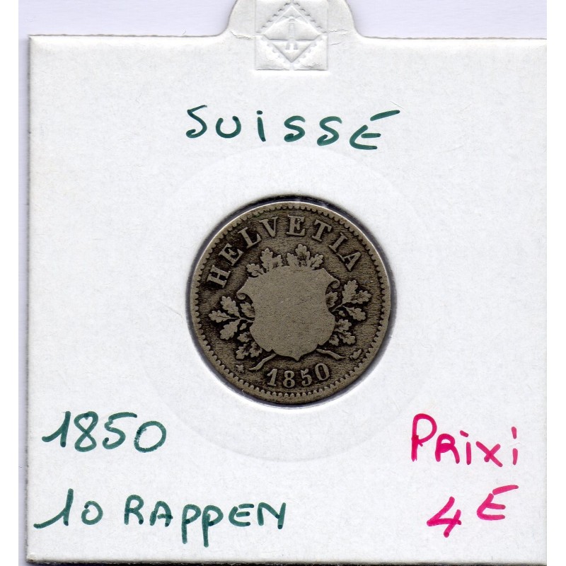 Suisse 10 rappen 1850 B, KM 6 pièce de monnaie