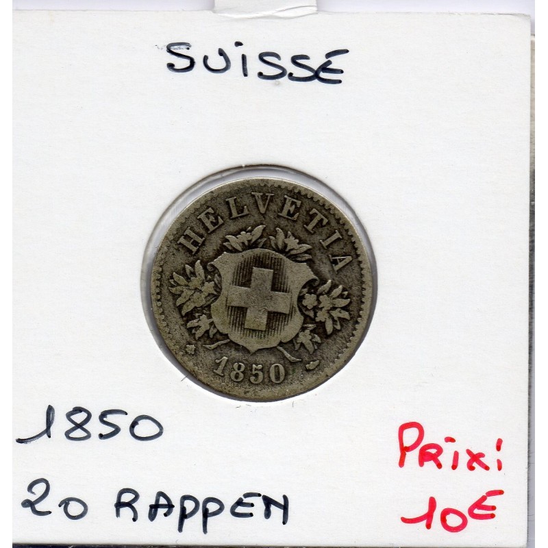 Suisse 20 rappen 1850 TB, KM 7 pièce de monnaie