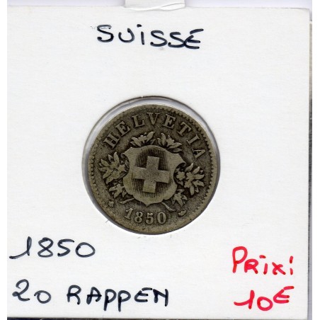 Suisse 20 rappen 1850 TB, KM 7 pièce de monnaie