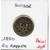 Suisse 20 rappen 1850 TB, KM 7 pièce de monnaie